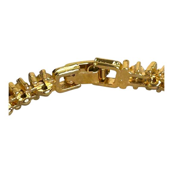 Tennis Bracelet Gold Tone Black CZs and Clear CZs 7 Inch Fit - Picture 3 of 4